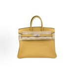 HERMES Birkin 25 Silver clasp handbag for Women, 1G Mais corn yellow